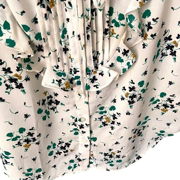Ann Taylor Floral Sleeveless Blouse - Cream and Green in Size Small - Picture 6 of 9